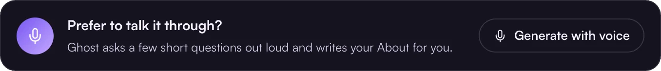 Above the About field in your Profile.